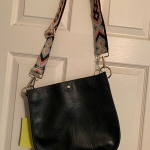 Ahdorned New Black crossbody/ shoulder bag with 3 Straps 🌺 faux leather